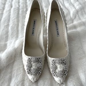 Manolo Blahnik White Polk Dot 38.5
